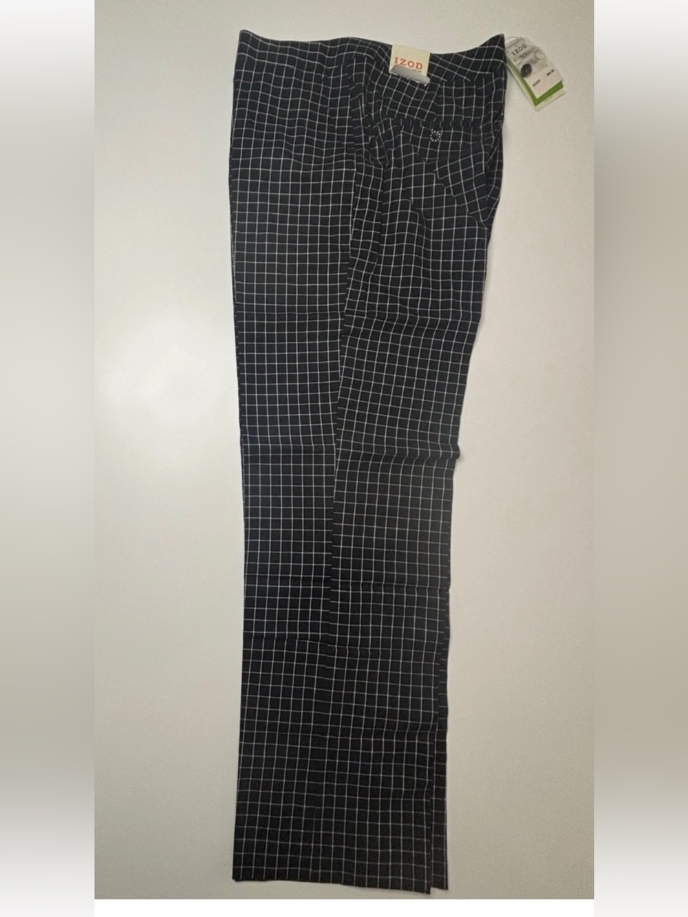 Izod XFG Golf Black Pants with White Windowpane Grid - size 10 New with Tags
